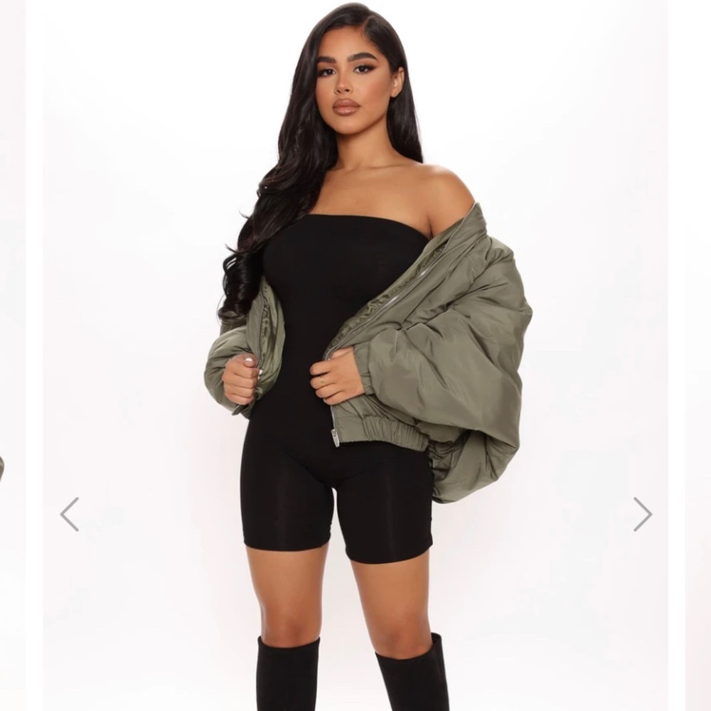 Olive Oversized Bomber Jacket